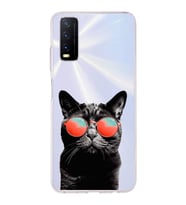 PrintiFy Vivo Y20 ile Uyumlu 1mm Slim Fit Kedi 3 050d Baskılı Şeffaf  Kılıf