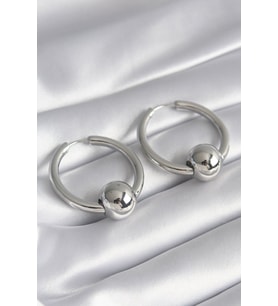 Pirinç Gümüş Renk Halka Top Model Kadın Küpe - TJ-BKP8500