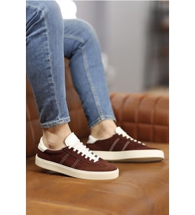 Shoetyle - Koyu Kahverengi Hakiki Süet Bağcıklı Erkek Sneaker 666-3071