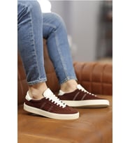 Shoetyle - Koyu Kahverengi Hakiki Süet Bağcıklı Erkek Sneaker 666-3071