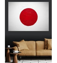 Japonya Bayrağı Minimalist Tasarım Tablo Dekoratif Kanvas - Mdf Ahşap Tablo
