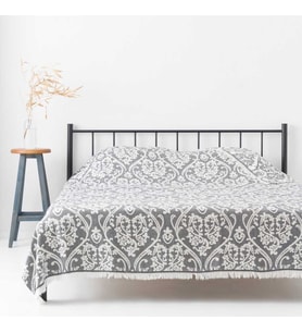 Damask Antrasit Yumuşak Dokulu Tek Kişilik Jakarlı Pike %100 Pamuk (170*215CM)