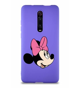 Xiaomi Redmi K20 Soft Premier Kapak Minnie Mouse-A Tasarımlı Silikon Kılıf - Mor (Şeffaf)