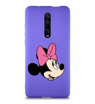 Xiaomi Redmi K20 Soft Premier Kapak Minnie Mouse-A Tasarımlı Silikon Kılıf - Mor (Şeffaf)