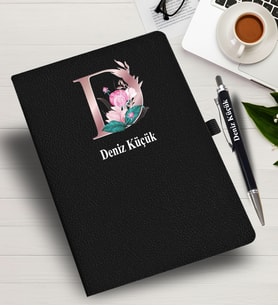 Kişiye Özel harf Tasarımlı  İsme Özel Defter ve Kalem