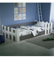 Montessori Karyola Beyaz-Antrasit 90x190 Yatak Uyumlu Oval Kesim Çocuk Yatağı Tlp-309