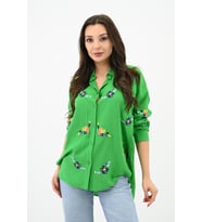 Kadın Nakış İşlemeli Oversize Gömlek 1735-24 (Benetton)