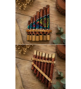 Pan Flüt Bambu El Yapımı Otantik Müzik Aleti Dekoratif Üflemeli Çalgı