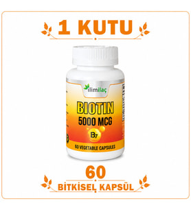 Biotin 5000 mcg 60 Bitkisel Kapsül – Biotin Takviye Edici Gıda