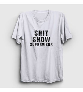Presmono Unisex Beyaz Shit Show Supervisor Ofis Beyaz Yaka T-Shirt 466841tt (Beyaz)