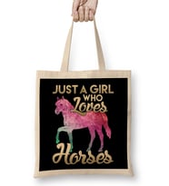 Just a Girl Who Loves Horses Galactic Space Horse Bez Çanta Uzun Saplı