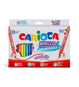 Carioca Birello Jumbo+Standart Çift Uçlu Yıkanabilir Keçeli Boya 24 Renk 