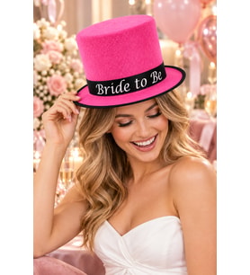 Bride To Be Pembe Silindir Şapka Siyah Yazılı Şeritli Bekarlığa Veda Gelin Parti Aksesuarı