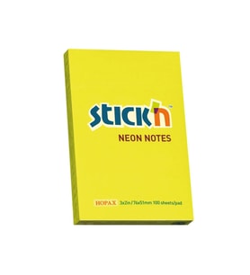 Hopax Stıckn Yapışkanlı Not Kağıdı 100 Yaprak 76x51 MM Fosforlu Sarı (12 Li Paket)