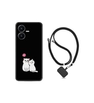 Vivo Y22s Kılıf Ipli Boyun Askılı Desenli Silikon Love Cats 1690