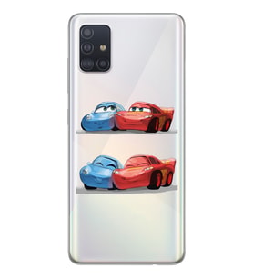 Samsung Galaxy A71 Uyumlu Mcqueen ve Sally Tasarımlı Şeffaf Telefon Kılıfı