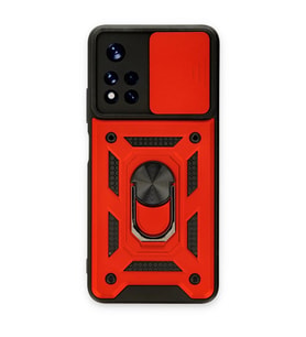 Xiaomi Redmi Note 11t Kılıf Pars Lens Yüzüklü Silikon - Kırmızı