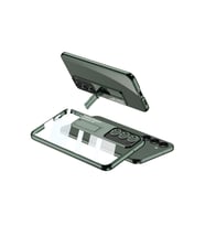 Samsung Galaxy S23 Plus Uyumlu Kılıf Kamera Korumalı Şeffaf Tasarımlı Zore Lego Standlı Kapak (Koyu Yeşil)