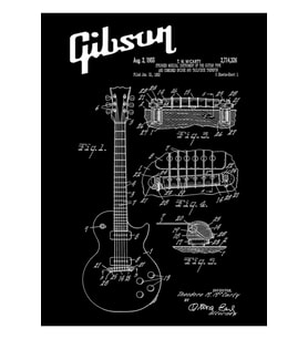 Gitar Gibson Les Paul Patent Beyaz Tablo Ahşap Poster Dekoratif
