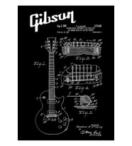 Gitar Gibson Les Paul Patent Beyaz Tablo Ahşap Poster Dekoratif