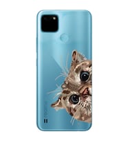 Realme C21Y/C25Y Uyumlu Tatlı Kedi Desenli Şeffaf Telefon Kılıfı