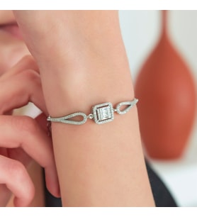 925 Ayar Kelepçe Model Tektaş Bileklik Kadın Gümüş Bileklik