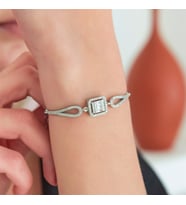 925 Ayar Kelepçe Model Tektaş Bileklik Kadın Gümüş Bileklik