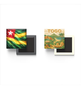 Buzdolap Magnetleri - Togo Bayrağı ve Paper Cut Tema - 2'li Set Magneti