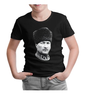 Atatürk - Portre Apolet Siyah Çocuk Tshirt