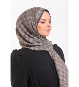 Geometrik Desen Modal Seri Şal Eşarp Askısı ile Birlikte 75x190 cm Kahverengi-75
