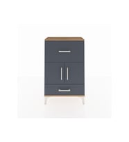 Arges Komodin Tek Raflı 2 Çekmeceli 2 Kapaklı 60x30x96 Çam-Antrasit