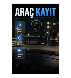 WiFi Destekli 1080P Full HD Çift Kameralı Araç İçi Kayıt Kamerası – Geniş Açılı Dash Cam