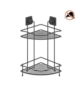 Tekno Tel EF-253 Yapışkanlı 2 Katlı Köşelik Banyo Rafı Siyah