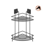 Tekno Tel EF-253 Yapışkanlı 2 Katlı Köşelik Banyo Rafı Siyah