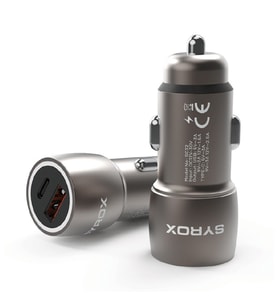 Syrox SC32B 3.1A 30W PD Q.C. 3.0 1xType-C + 1xUSB-A Çıkışlı Hızlı Araç Şarj Cihazı - Metalik Füme