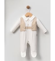 MEVLÜTLÜK YELEKLİ Bebe ERKEK TULUM (Bej)