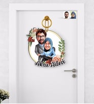 BK Gift Kişiye Özel Sevgililer Karikatürlü Ahşap Kapı Süsü-59