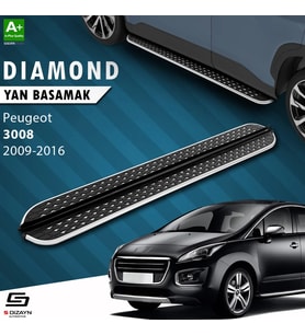 S-Dizayn Peugeot 3008 Diamond Krom Yan Basamak 183 Cm 2009-2016