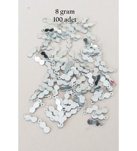 Oya Abiye Bileklik Kolye Pleksi Metalik Plastik Pul Gümüş Renk 8 gram 100 adet - BNC508