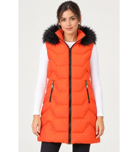 Dewberry Kadın %100 Polyester Yelek Oranj Z9761 Günlük Dış Giyim, Kazak ve Gömlek Kombini, Seyahat Gardırobu