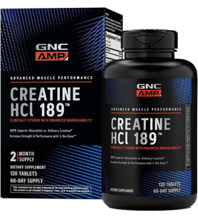 GNC AMP Kreatin HCl 189 Tablet, Klinik Olarak Kanıtlanmış Güç ve Kas Geliştirici, Atletik Performans