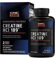 GNC AMP Kreatin HCl 189 Tablet, Klinik Olarak Kanıtlanmış Güç ve Kas Geliştirici, Atletik Performans