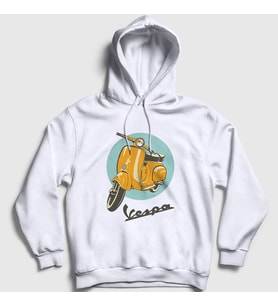 Presmono Unisex Beyaz Vintage Vespa Motorsiklet Scooter Kapüşonlu Sweatshirt 444900tt