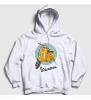 Presmono Unisex Beyaz Vintage Vespa Motorsiklet Scooter Kapüşonlu Sweatshirt 444900tt