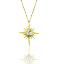 Gümüş zirkon taşlı altın yaldızlı kutup yıldızı kolye SGTL12285GOLD