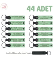 Açık Yeşil & Siyah, Doğum Günü Misafirlerine Kişiselleştirilmiş Anahtarlık 44’lü Set, Özel Hediyelik