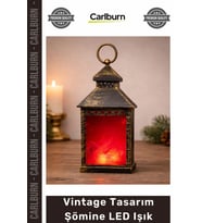 Özel Üretim Dekoratif Ateş Efektli Nostaljik Pilli Gece Lambası Vintage Tasarım Şömine LED Işık