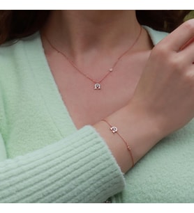 Şans Nalı Figürlü Zirkon Taşlı Mine İşli Rose Gold Kaplama Gümüş Takım