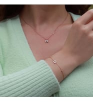 Şans Nalı Figürlü Zirkon Taşlı Mine İşli Rose Gold Kaplama Gümüş Takım
