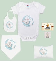 BK Kids Kişiye Özel İsimli 6 Parça Bebek Body Zıbın Battaniye ve Yastık Hediye Seti, Yeni Doğan Bebek Giyim Hediyesi-6